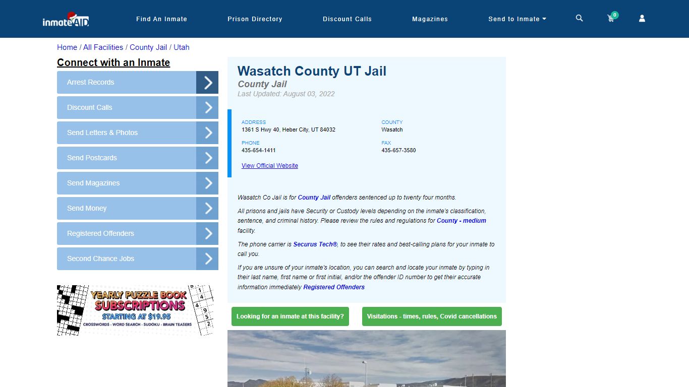 Wasatch County UT Jail - Inmate Locator - Heber City, UT