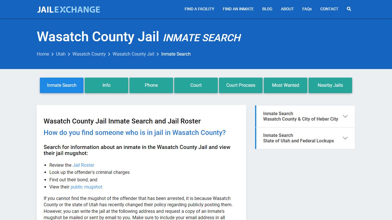 Inmate Search: Roster & Mugshots - Wasatch County Jail, UT